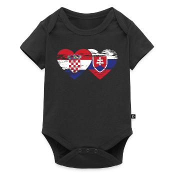 Croatia Slovakia flag heart used - Baby Premium short-sleeve bodysuit - black - Front