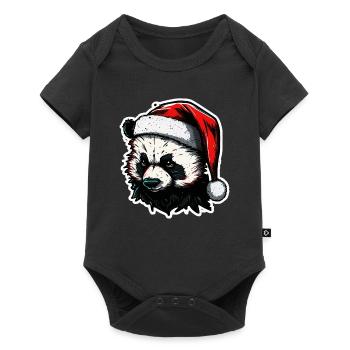 Panda de Noël effrayant - Body à manches courtes Premium Bébé - noir - Devant