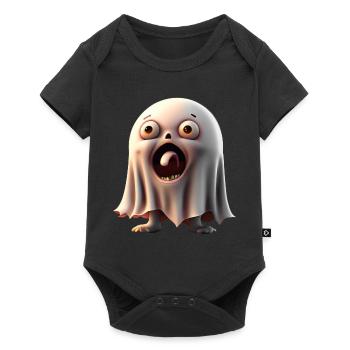 Joyeux Halloween mignon fantôme langue effrayante drôle - Body à manches courtes Premium Bébé - noir - Devant