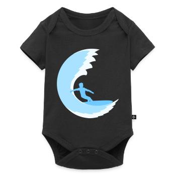 Surfer Surfboard Round Blue Circle Wave Surfing - Baby Premium short-sleeve bodysuit - black - Front