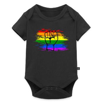 Poing de drapeau arc-en-ciel utilisé - Body à manches courtes Premium Bébé - noir - Devant