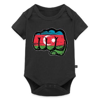 Azerbaijan Flag Fist Hand Used - Baby Premium short-sleeve bodysuit - black - Front