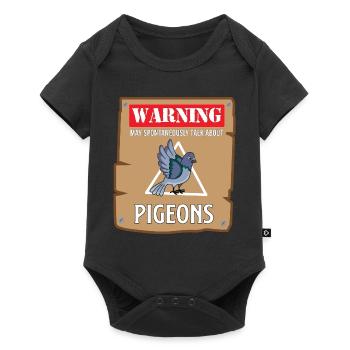 Pigeon Talk Warning Design for Pigeon Lovers - Baby Premium short-sleeve bodysuit - black - Front