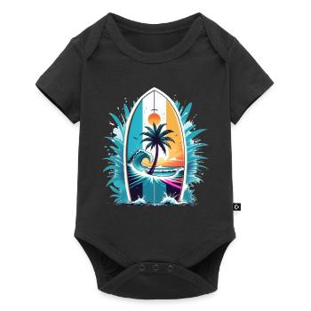 surf plage palmier soleil vacances - Body à manches courtes Premium Bébé - noir - Devant
