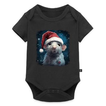 Rat punk de Noël cool - Body à manches courtes Premium Bébé - noir - Devant