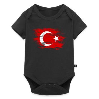 Drapeau de la Turquie utilisé - Body à manches courtes Premium Bébé - noir - Devant