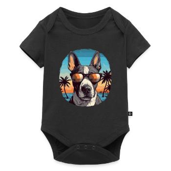 Bull terrier joyeux dans l’ambiance des vacances - Body à manches courtes Premium Bébé - noir - Devant