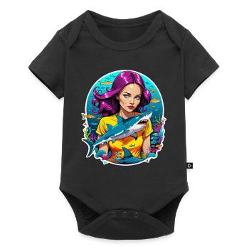 Shark and Woman - Baby Premium short-sleeve bodysuit - black - Front