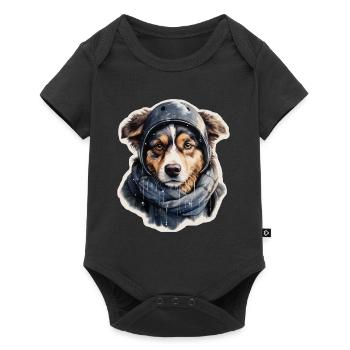 Border collie en hiver - Body à manches courtes Premium Bébé - noir - Devant