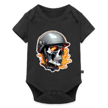 crane - squelette - tete de mort - casque de moto - Body à manches courtes Premium Bébé - noir - Devant