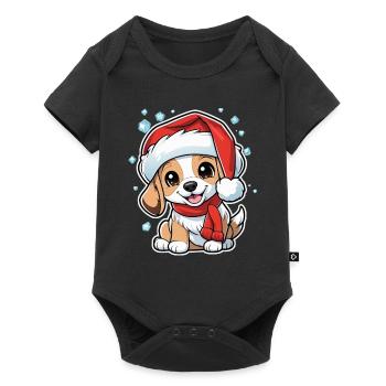 Dog with Christmas Hat - Baby Premium short-sleeve bodysuit - black - Front