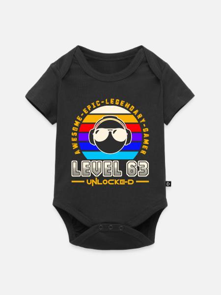 Level 63 - Body à manches courtes Premium Bébé - noir