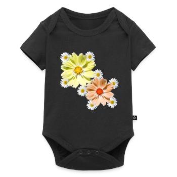 Cosmee with daisies blossom floral floral pattern - Baby Premium short-sleeve bodysuit - black - Front