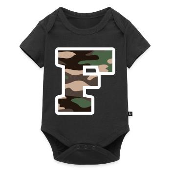 lettre F camouflage militaire-idée cadeau - Body à manches courtes Premium Bébé - noir - Devant