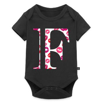 Lettre f bisous - Body à manches courtes Premium Bébé - noir - Devant