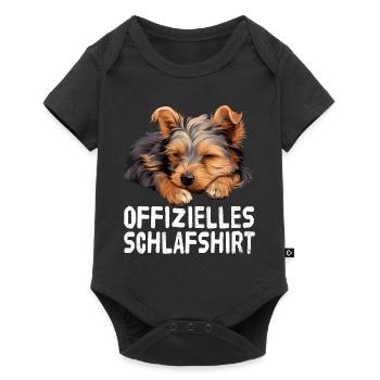Offizieles Schlafshirt Yorkshire Terrier - Baby Premium Kurzarmbody - Schwarz - Vorne