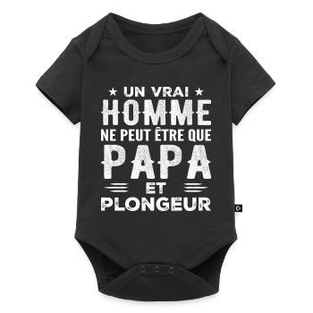 Ein echter Mann ist nur ein Vater und ein Taucher - Baby Premium Kurzarmbody - Schwarz - Vorne
