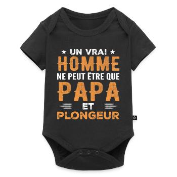 Ein echter Mann ist nur ein Vater und ein Taucher - Baby Premium Kurzarmbody - Schwarz - Vorne