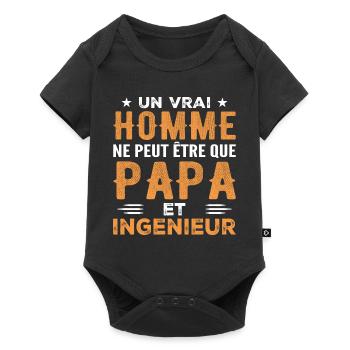 Ein echter Mann ist nur ein Vater und ein Ingenieur - Baby Premium Kurzarmbody - Schwarz - Vorne
