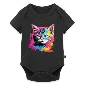 Chat cool - Body à manches courtes Premium Bébé - noir - Devant