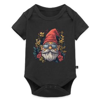 Funny garden gnome with sunglasses - Baby Premium short-sleeve bodysuit - black - Front