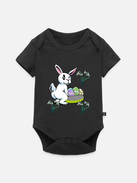 Osterhase Ostern Nest Eier Hase Kaninchen Kind - Baby Premium kortärmad bodysuit - svart