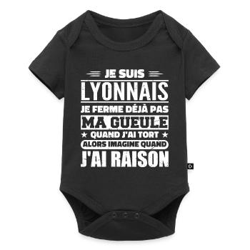 Humour Lyonnais je ne ferme pas ma gueule - Body à manches courtes Premium Bébé - noir - Devant