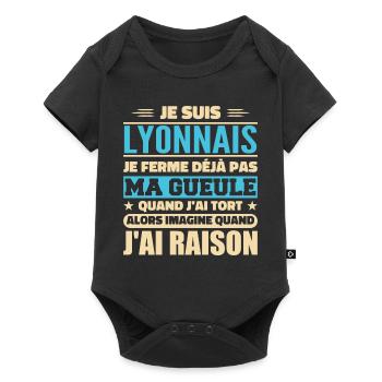 Humour Lyonnais je ne ferme pas ma gueule - Body à manches courtes Premium Bébé - noir - Devant