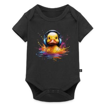 Rubber duck listening to music with headphones - Baby Premium short-sleeve bodysuit - black - Front