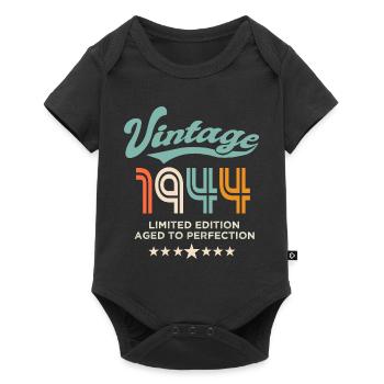 Born in 1944 Birthday 1944 80 years - Baby Premium short-sleeve bodysuit - black - Front