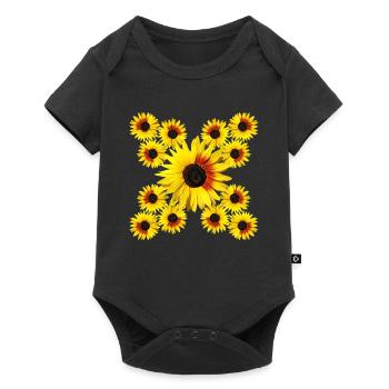 Sunflower blossom floral blooming sunflower - Baby Premium short-sleeve bodysuit - black - Front