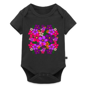 coloré motif floral fleur fleur florale - Body à manches courtes Premium Bébé - noir - Devant