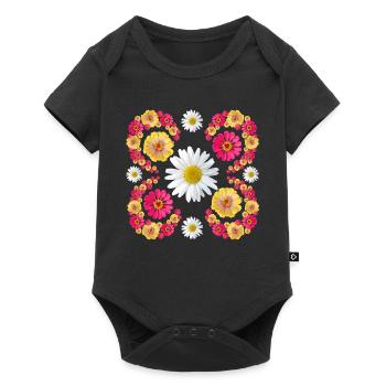 Zinnias daisy floral design zinnia blossom floral - Baby Premium short-sleeve bodysuit - black - Front