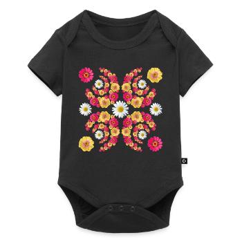 Zinnia daisy floral pattern floral zinnias blossom - Baby Premium short-sleeve bodysuit - black - Front