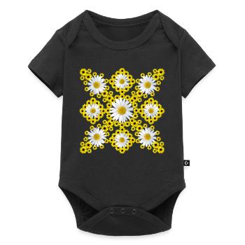 Daisies blossom and blooming sunflowers floral - Baby Premium short-sleeve bodysuit - black - Front