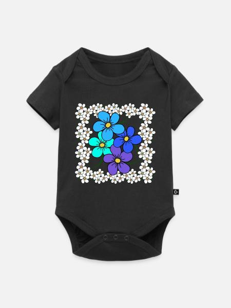 Floral Floral Floral Vine Blooming Flower - Baby Premium short-sleeve bodysuit - black