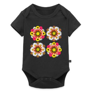 Gazania Daisies Sunflowers Blossom Floral Design - Baby Premium short-sleeve bodysuit - black - Front