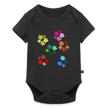 Motif floral fleur, fleur, vrille florale - Body à manches courtes Premium Bébé - noir - Devant