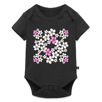 fleur de motif floral fleur de vrille florale - Body à manches courtes Premium Bébé - noir - Devant