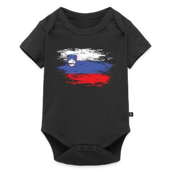 Drapeau de la Slovénie utilisé - Body à manches courtes Premium Bébé - noir - Devant