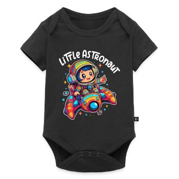 Petit astronaute dans la bande dessinée animée du vaisseau spatial - Body à manches courtes Premium Bébé - noir - Devant