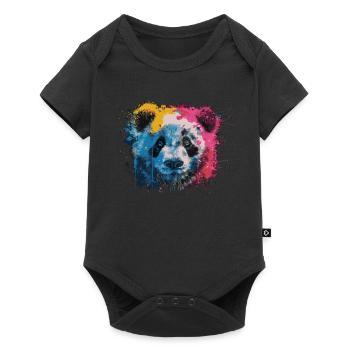 Pandabär - Baby Premium Kurzarmbody - Schwarz - Vorne