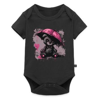 Cute teddy bear with umbrella - Baby Premium short-sleeve bodysuit - black - Front