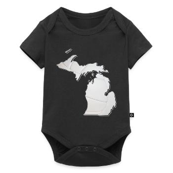 Michigan (USA) | echter Volleyball | Landkarte - Baby Premium Kurzarmbody - Schwarz - Vorne