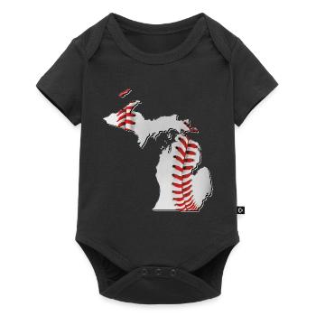 Michigan (United States) | real baseball | Map - Baby Premium short-sleeve bodysuit - black - Front
