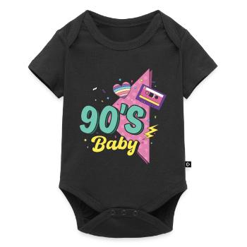 90s 90s Retro Gift - Baby Premium short-sleeve bodysuit - black - Front