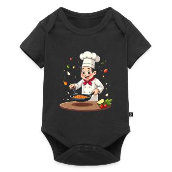Cooking boy with pan - Baby Premium short-sleeve bodysuit - black - Front
