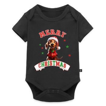 Merry Christmas Dachshund cute Santa Dog - Baby Premium short-sleeve bodysuit - black - Front