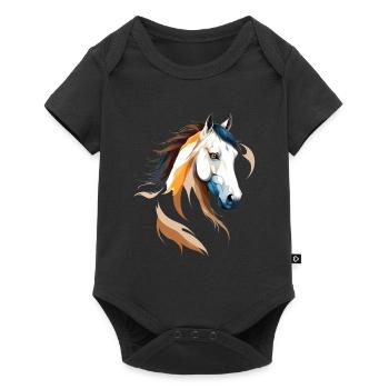 Horse Vector Art with Vibrant Colour Illustration - Baby Premium short-sleeve bodysuit - black - Front