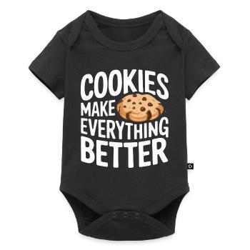 Cookies Cookie Keks Kekse Schokolade - Baby Premium Kurzarmbody - Schwarz - Vorne